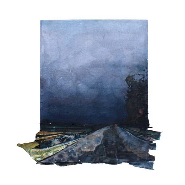 Night Traveller, mixed-media painting by Alfie Carpenter. Buy paintings online. Paintings for sale online. Art for sale online. Norfolk art gallery, Riverside Art and Glass, Wroxham, East Anglia, United Kingdom. Gallery in the Lanes, Norwich.