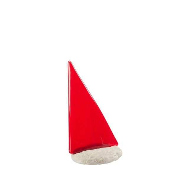 Small Red Yacht, Fused Glass Yachts by Sophie Gregson. Buy glass art online. Glass for sale online. Art for sale online. Norfolk art gallery, Riverside Art and Glass, Wroxham, East Anglia, United Kingdom. Gallery in the Lanes, Norwich.
