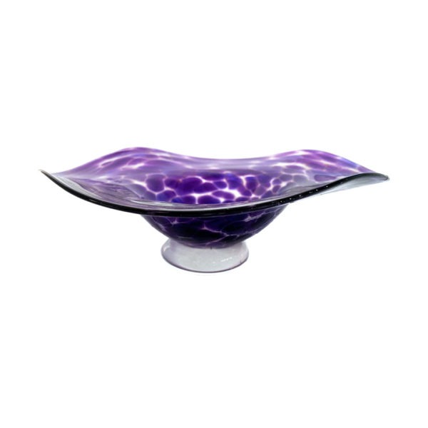 Purple Crunch Dish, art glass by Will Shakspeare. Buy glass art online. Glass for sale online. Art for sale online. Norfolk art gallery, Riverside Art and Glass, Wroxham, East Anglia, United Kingdom. Gallery in the Lanes, Norwich.