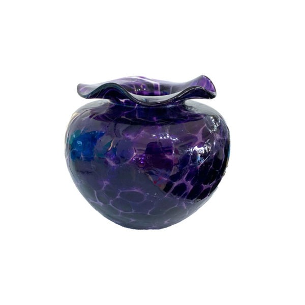 Purple Posy Vase, art glass by Will Shakspeare. Buy glass art online. Glass for sale online. Art for sale online. Norfolk art gallery, Riverside Art and Glass, Wroxham, East Anglia, United Kingdom. Gallery in the Lanes, Norwich.