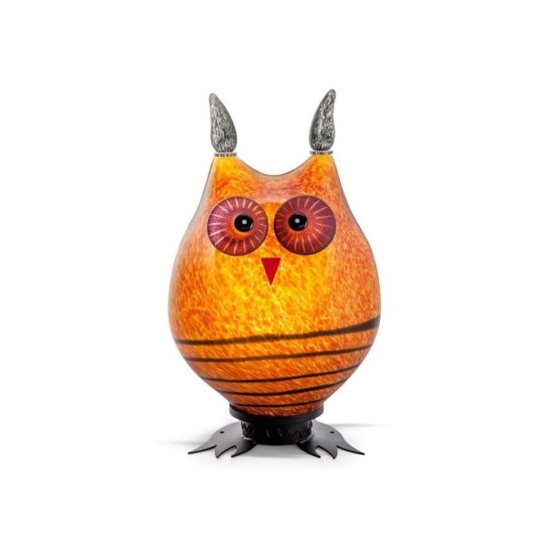 Fat Tawny Owl Lamp, glass sculpture by Borowski glass. Buy glass art online. Glass for sale online. Art for sale online. Norfolk art gallery, Riverside Art and Glass, Wroxham, East Anglia, United Kingdom. Gallery in the Lanes, Norwich.