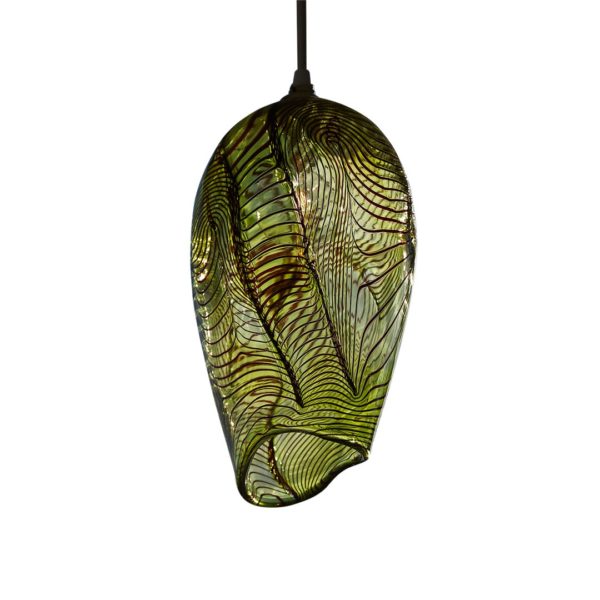 Contour Light Shade in Citroen. Art Glass by Bob Crooks. Buy glass art online. Glass for sale online. Art for sale online. Norfolk art gallery, Riverside Art and Glass, Wroxham, East Anglia, United Kingdom. Gallery in the Lanes, Norwich.