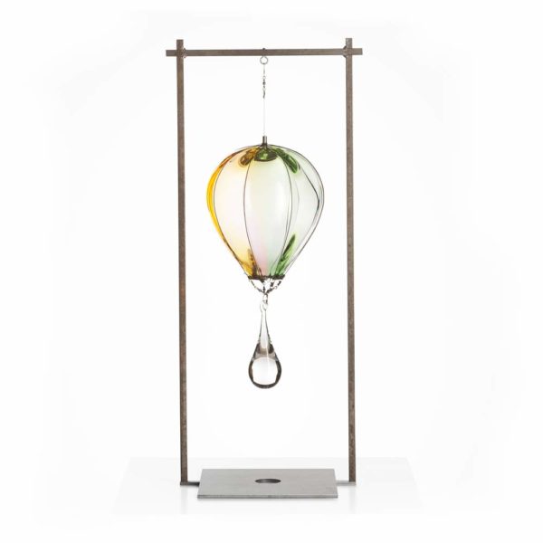 Rainbow Balloon Sculpture, glass sculpture by Kjell Engman for Kosta Boda. Buy glass art online. Glass for sale online. Art for sale online. Norfolk art gallery, Riverside Art and Glass, Wroxham, East Anglia, United Kingdom. Gallery in the Lanes, Norwich.